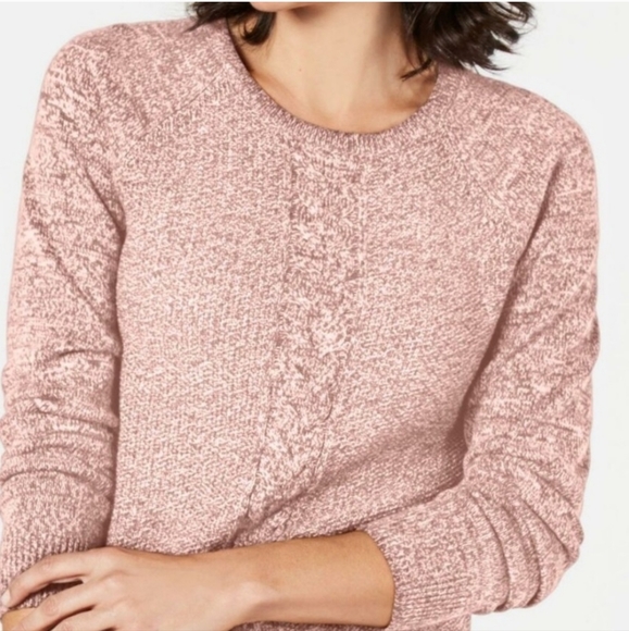 Karen Scott Textured Light Pink Sweater Size S Cable Knit Cozy Crew Neck Preppy - Picture 3 of 12